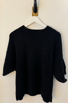  Alpaca Short Sleeve Sweater T Black