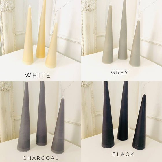 Neutrals Slim Cone Taper Beeswax Candle: Black / Tall