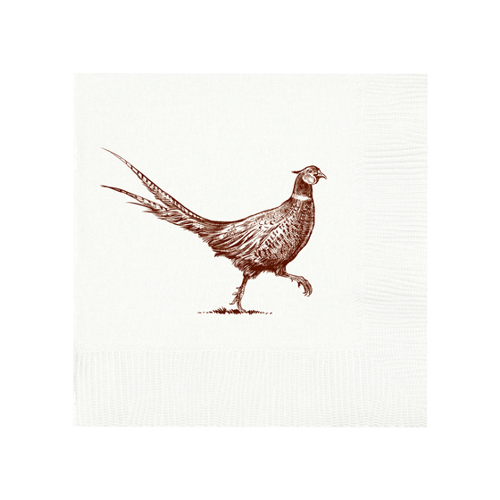 Pheasant Strut White Beverage Napkins