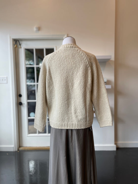 Ivory Renew-Wool Raglan Pullover