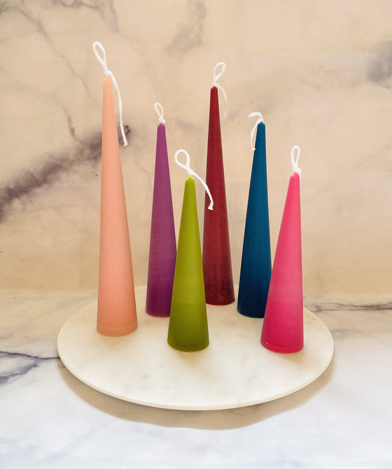 Neutrals Slim Cone Taper Beeswax Candle: Mustard / Tall