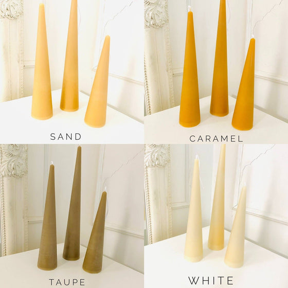 Neutrals Slim Cone Taper Beeswax Candle: Pumpkin / Tall