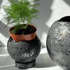 Mini-Moon 3” Pot Concrete Light Gray and Gold with Hole