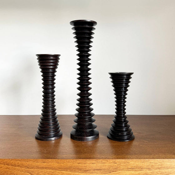 Medium Ebony Wood Vessel - Candle Holder