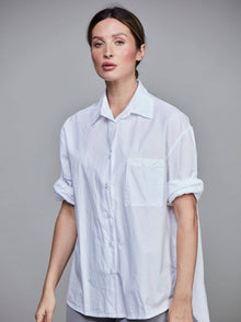  Boyfriend Cotton Short Shirt - White