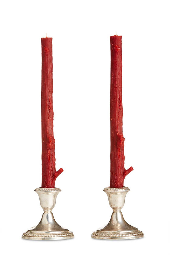 Cedar Candlesticks Pair in Dark Cherry