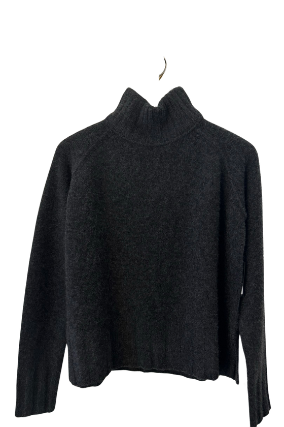 Coal Cashmere Rib Mock Pullover