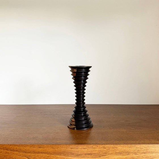 Medium Ebony Wood Vessel - Candle Holder