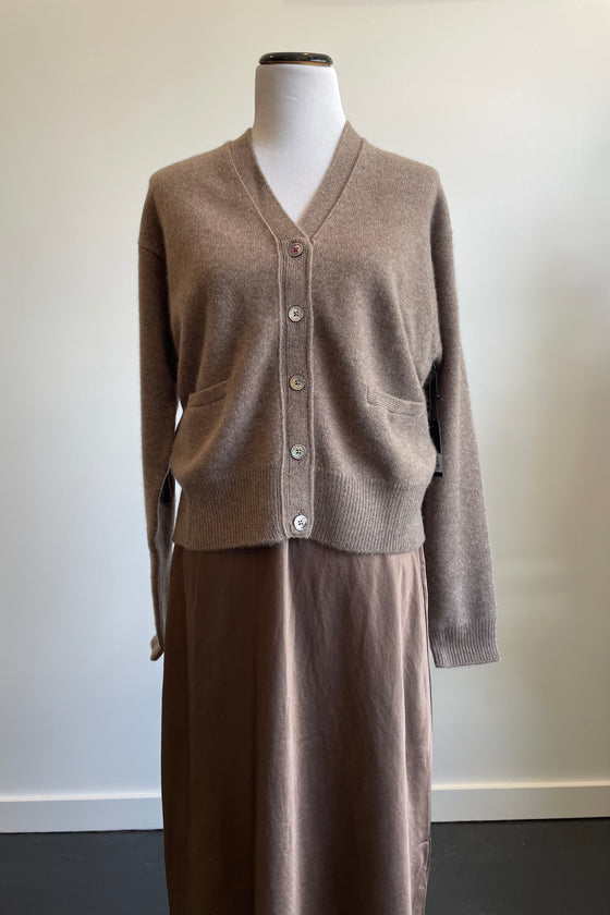 Brazeau Tricot Mr. Pringle cardigan in cork found at Patricia in Southern Pines, NC