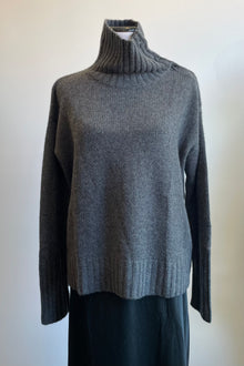  Cashmere Dark Grey Melange Turtleneck