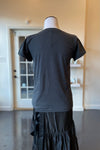 Black Cotton Cap Sleeve Tee