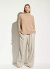 Boiled Cashmere Funnel Neck Pullover in Camel