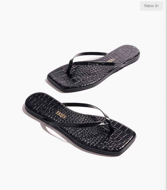 Square Toe Lily Flip Flop Sable Croc