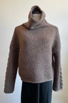 Cashmere Blend Turtleneck with Cabled Sleeves