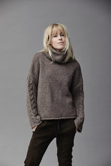  Cashmere Blend Turtleneck with Cabled Sleeves