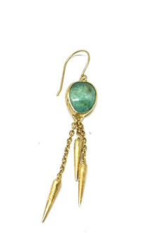  Single Turquoise Earring with Multi Gold Shard Dangles