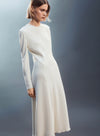 Vince White Long Sleeve High V-neck Dress