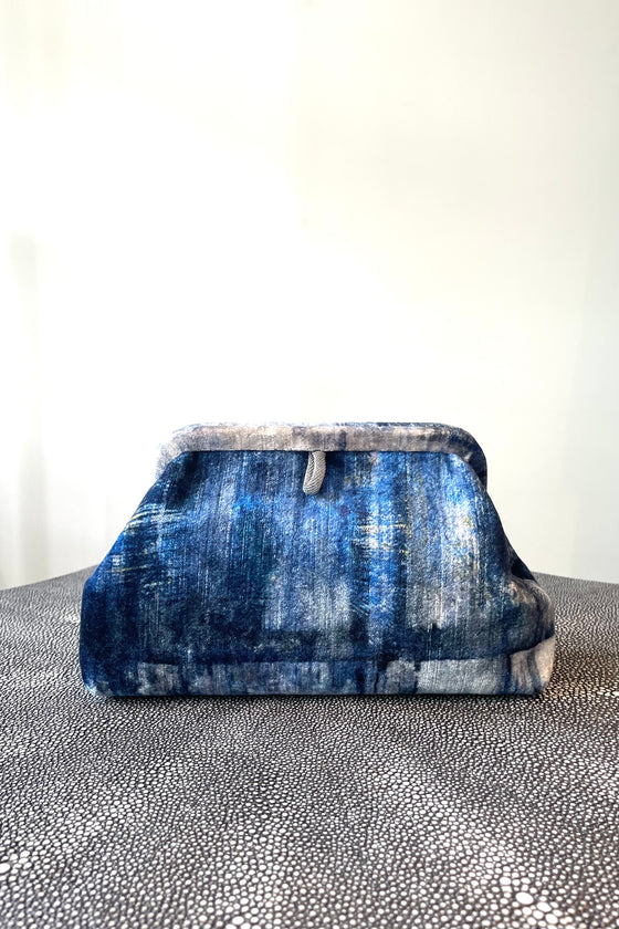 Liette Blue/Gray Velvet Clutch