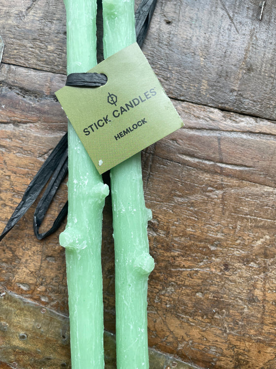 Hemlock Candlesticks Pair in Sour Apple