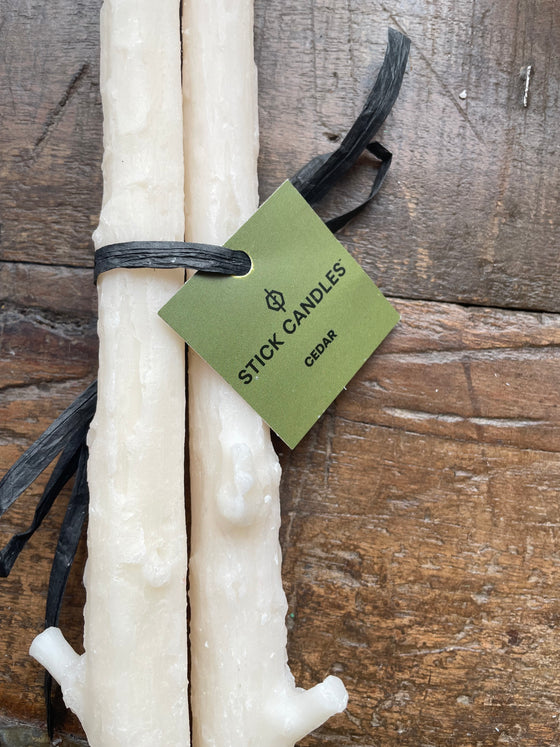 Cedar Candlesticks Pair in White Chocolate