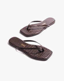  Square Toe Lily Flip Flop Carob Croc