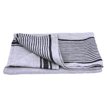  Stonewashed Linen Bath Towel - Grey with Black