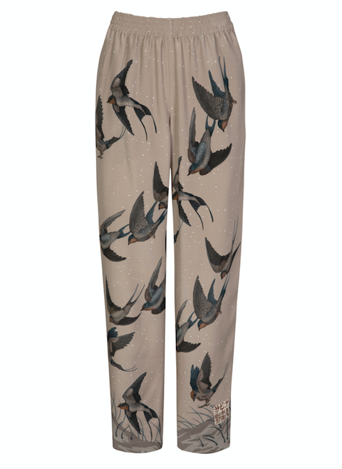 Sabina Savage The Lunar Leopard 
silk marocain lounge trousers found at Patricia in Southern Pines, NC