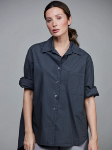  Boyfriend Cotton Short Shirt - Almost Black