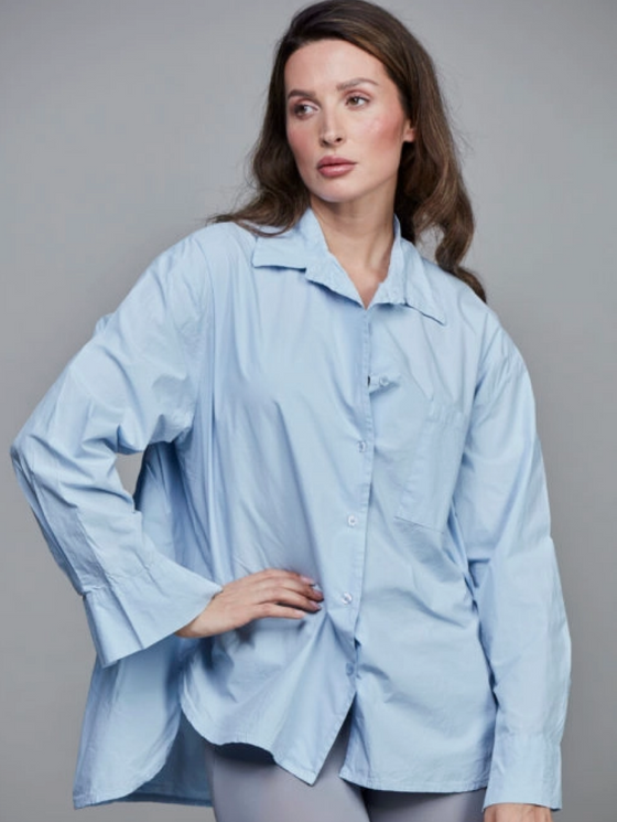 Boyfriend Cotton Short Shirt - Denim