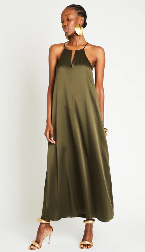 Sienna Silk Dress Olive