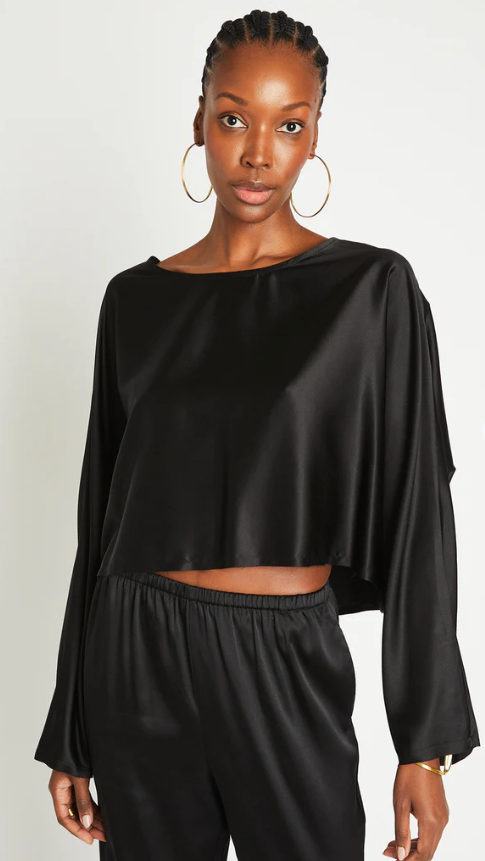 Sierra Silk Top in Black