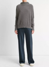 Boiled Cashmere Funnel Neck Pullover in Heather Graphite