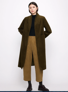  Corduroy Open Fall Coat Dark Kelp