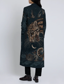  "The Lunar Leopard" Wool Full Length Crepe Coat Winter/Flint