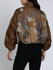  "The Floating Rabbits" Reversible Silk Twill Bomber Jacket