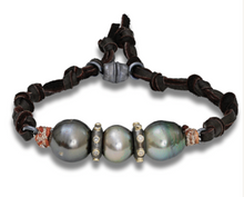  Triple Tahitian Pearl Bracelet on Handwoven Braid