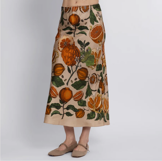 "Oranges and Lemons" Silk Bias Skirt