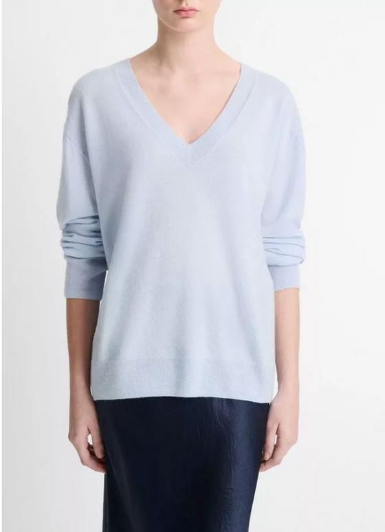 Cashmere/Silk Deep V-Neck Sweater Dark Sky Mist