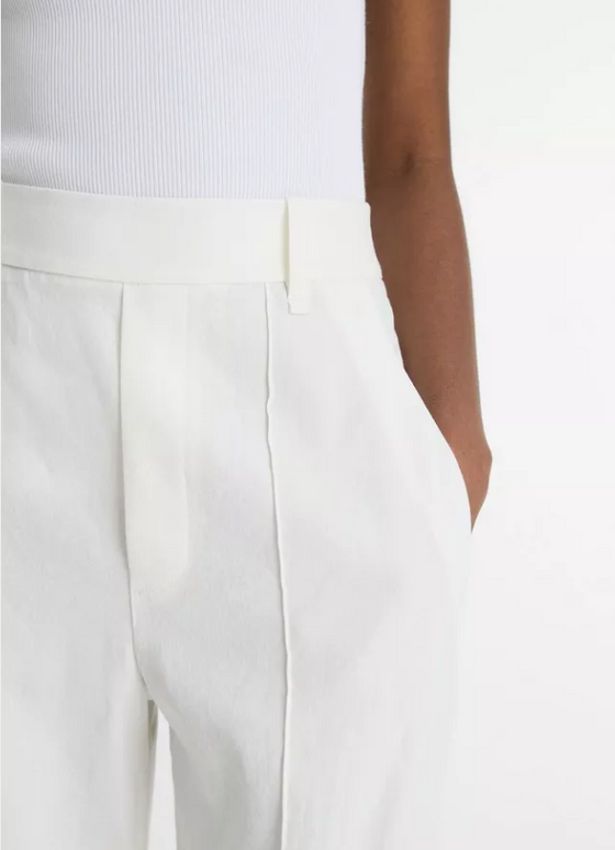 High Rise Pull On Linen Pant Off White