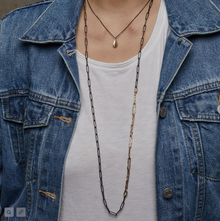  Ladder Sterling Silver and Bronze Chain Necklace