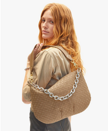  Moyen Messenger Nappa & Suede Woven Checker Bag Clay