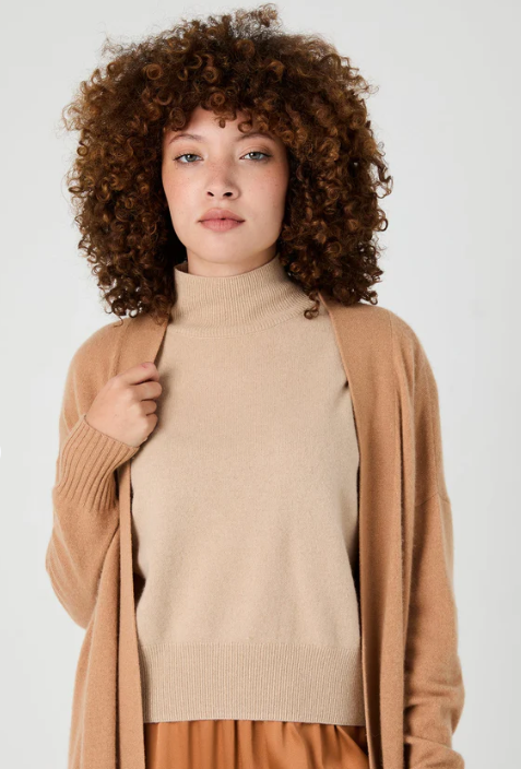 Anne Cap Sleeve Cashmere Top Sand