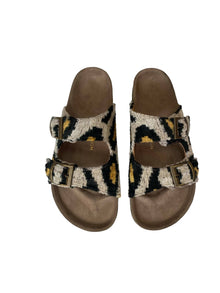  Leopard Silk Velvet Ikat Buckled Sandal