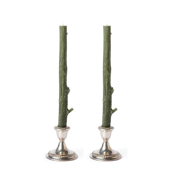 Cedar Candlesticks Pair in Forest Green