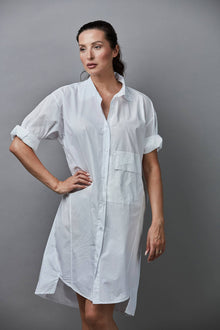  Pocket Cotton Dress - White