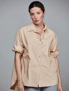  Boyfriend Cotton short shirt in latte found at Patricia in Southern Pines, NC