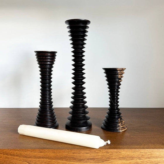 Small Ebony Wood Vessel - Candle Holder