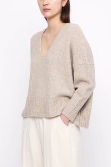  Chunky Light Taupe V-Neck Sweater