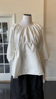  White Silk Blouse with Adjustable Sides