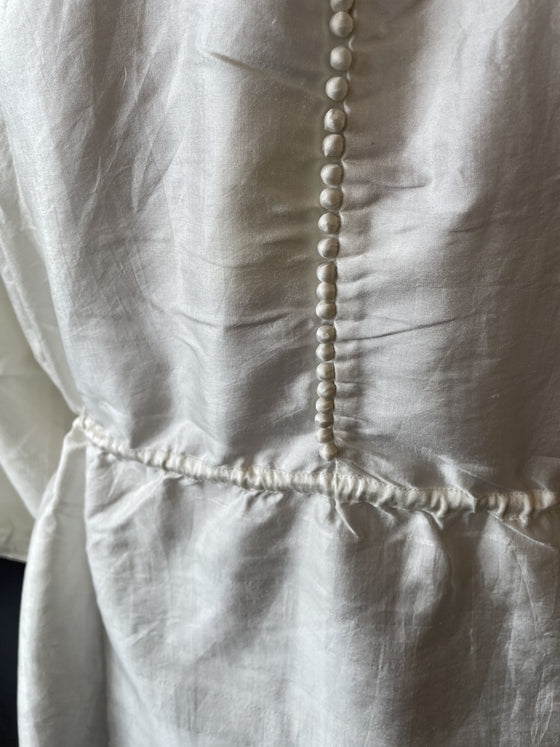 White Silk Blouse with Adjustable Sides